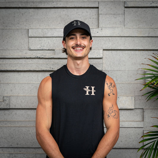 OG Logo Mens Singlet | Black - White/Beige - Heads of Noosa Brewing Co.