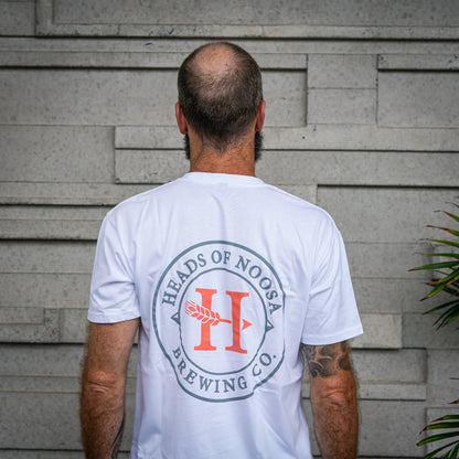 OG Logo Tee | White - Coral/Grey - Heads of Noosa Brewing Co.