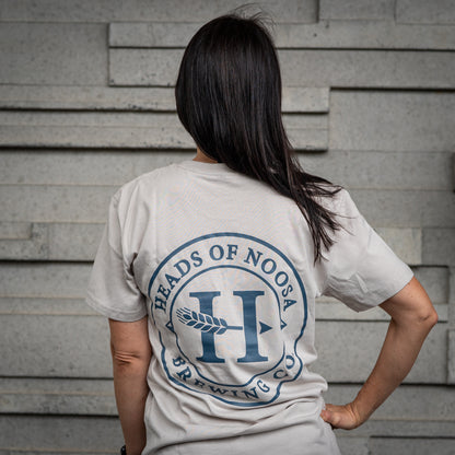 OG Logo Tee | Bone - Blue Charcoal - Heads of Noosa Brewing Co.