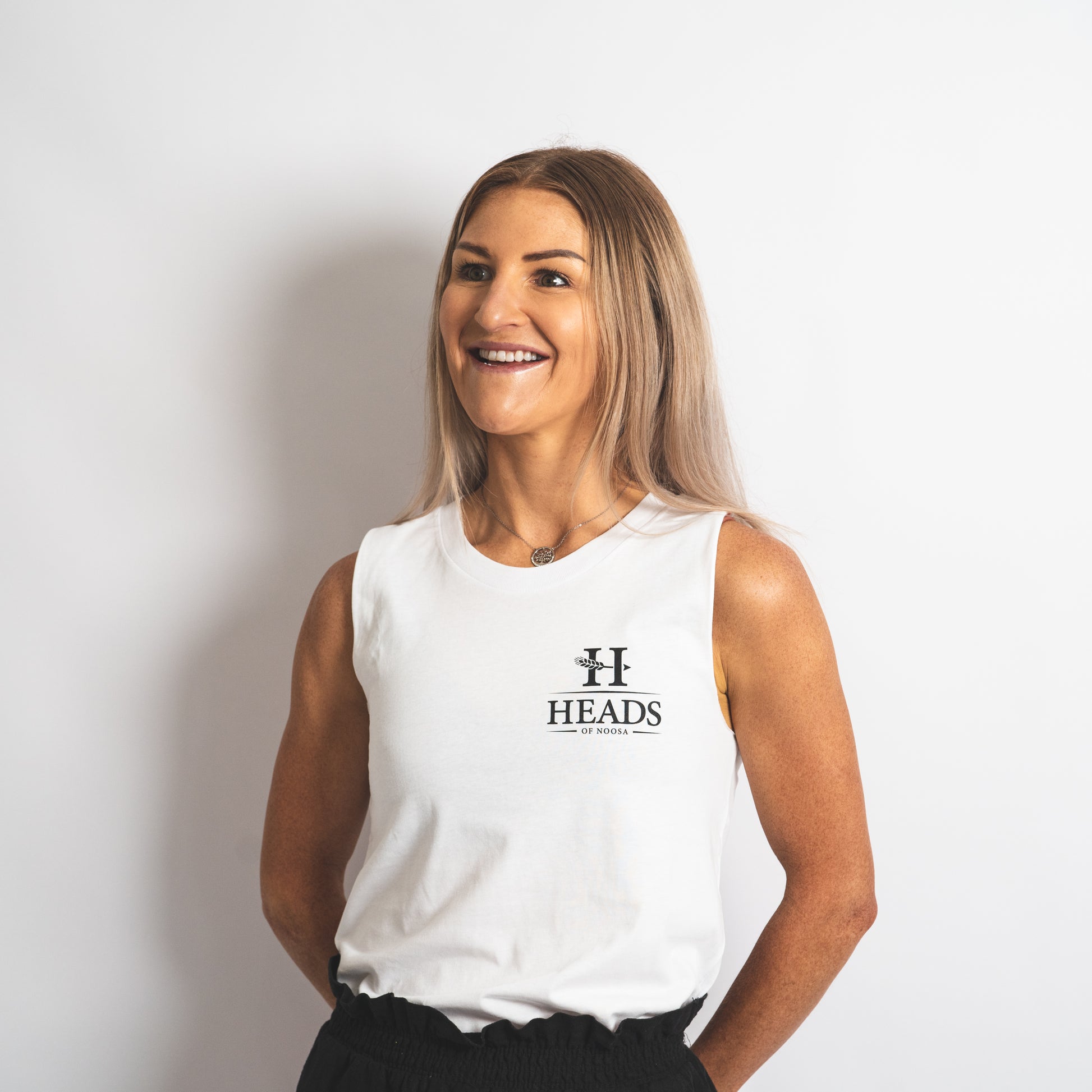 OG Logo Womens Singlet | White - Heads of Noosa Brewing Co.